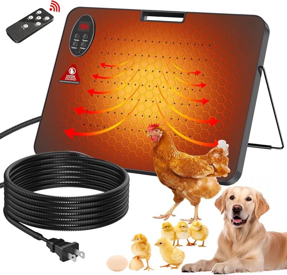 Chauffage Pour Cage Oiseaux & Petits Animaux - Thermostat Intégré - Pour Perruche, Poule, Lézard - 40 Cm, 1.5 M De Câble